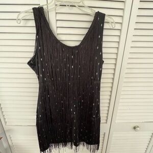 NWT Cuase tiered fringe black dress/tunic, Large